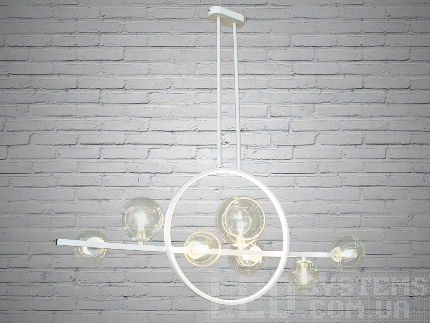 Захоплююча лінійна люстра в стилі Loft, 7 плафонів з лед підсвіткою