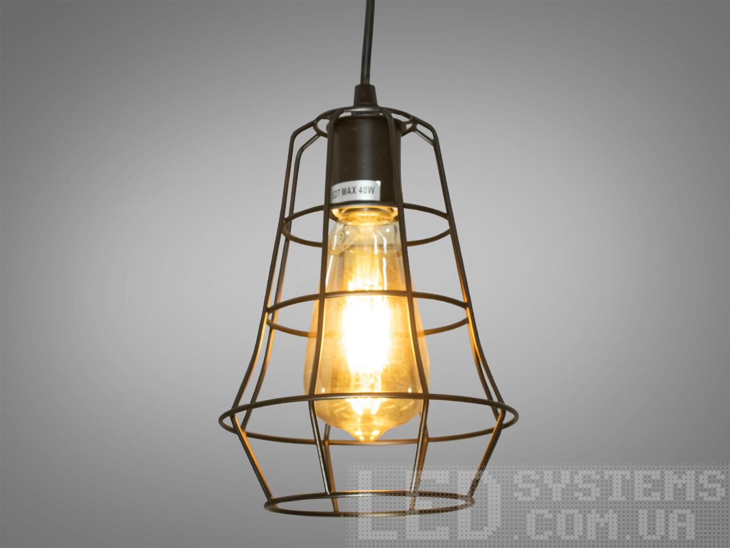 Гармонійний світильник підвіс в стилі Лофт, чорний