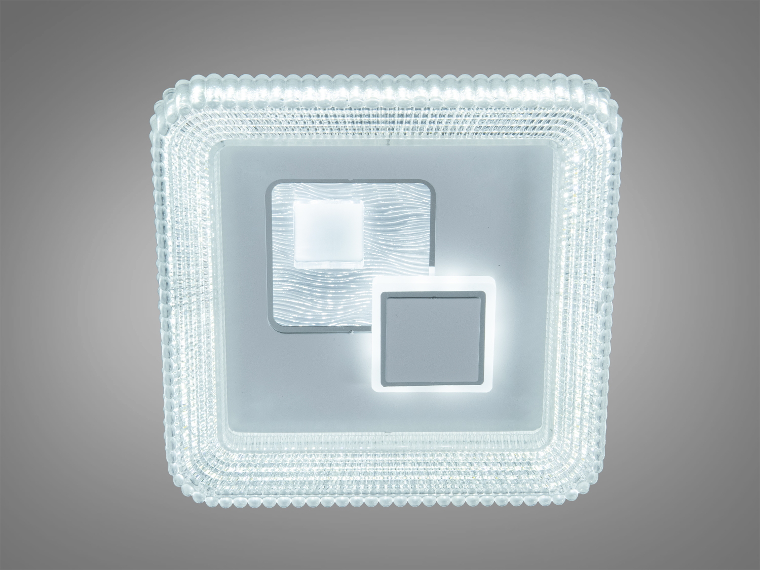 Стельова LED люстра‑панель 90 Вт, біла, 3 модулі, перемикання CCT через настінний вимикач. Рекомендована для освітлення кімнат до 15 м².