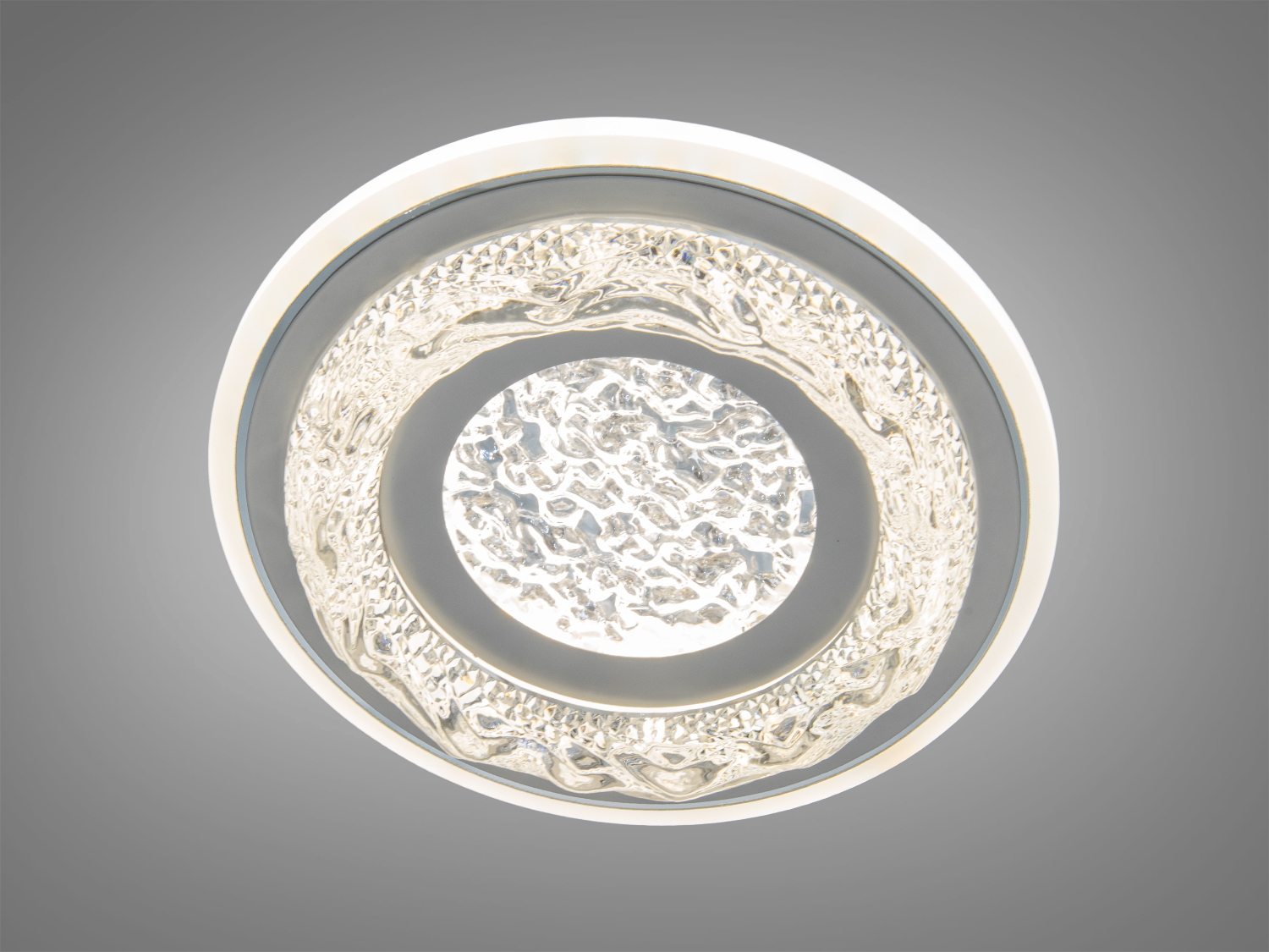 Стельовий LED світильник-таблетка 32 Вт, білий, зі скляним дифузором і накладним монтажем. Рекомендовано для кімнат до 6 м², керування від настінного вимикача.