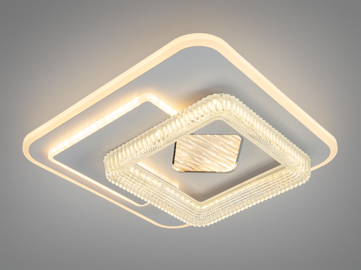 Білий стельовий LED світильник 54Вт зі змінною CCT. Освітлення кімнат до 9 м², керування від настінного вимикача, формат таблетка.