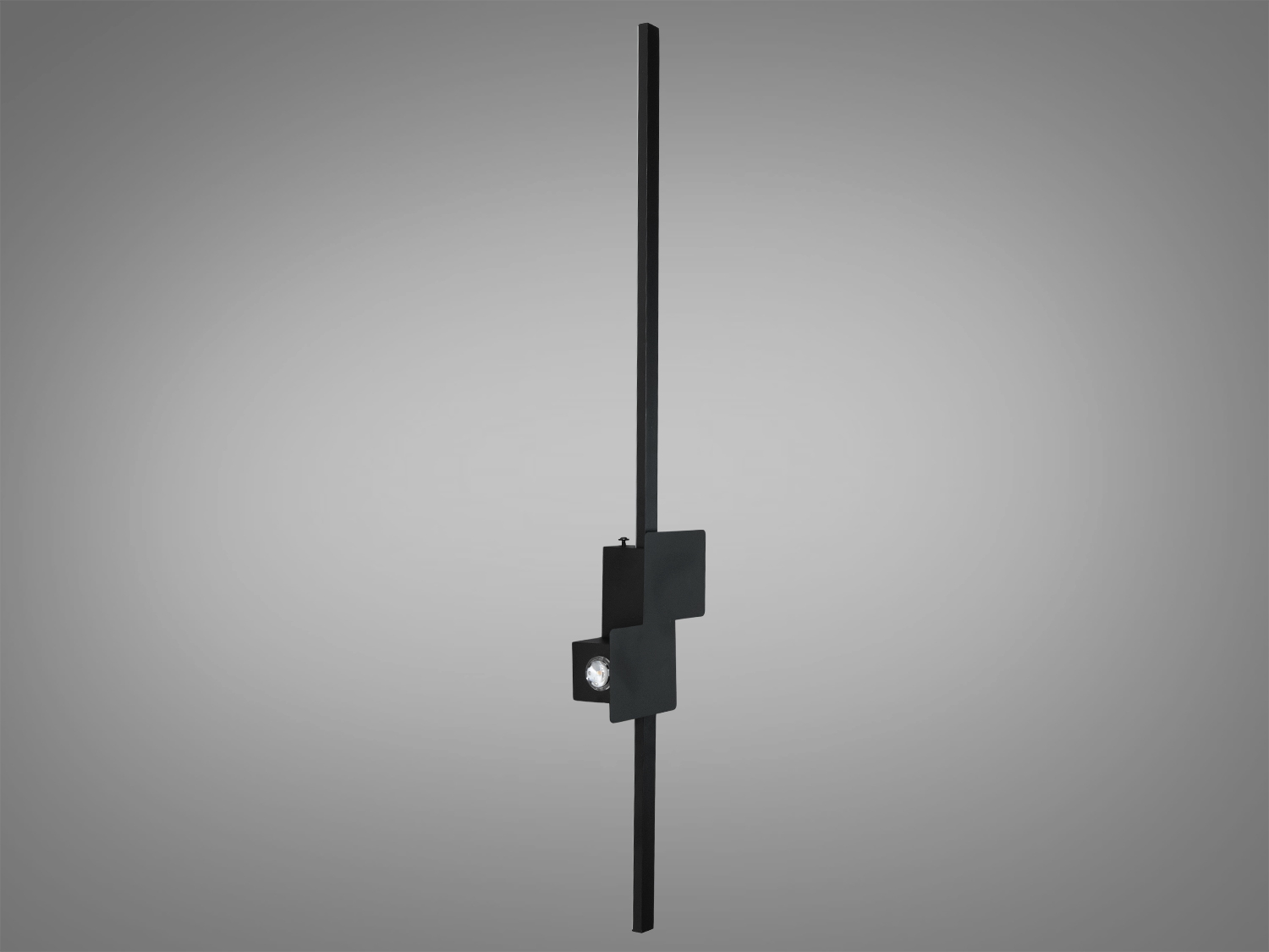 Сучасний настінний світильник з чорного металу, що легко монтується. Підходить для освітлення вузьких коридорів.