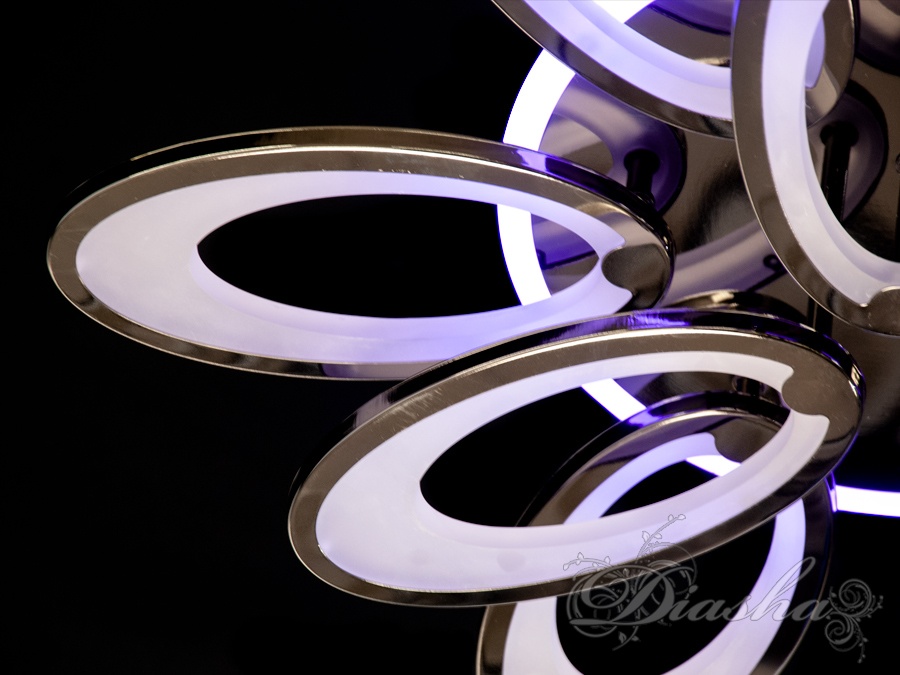 Стельова люстра з диммером і LED підсвічуванням, колір чорний хром, 150W