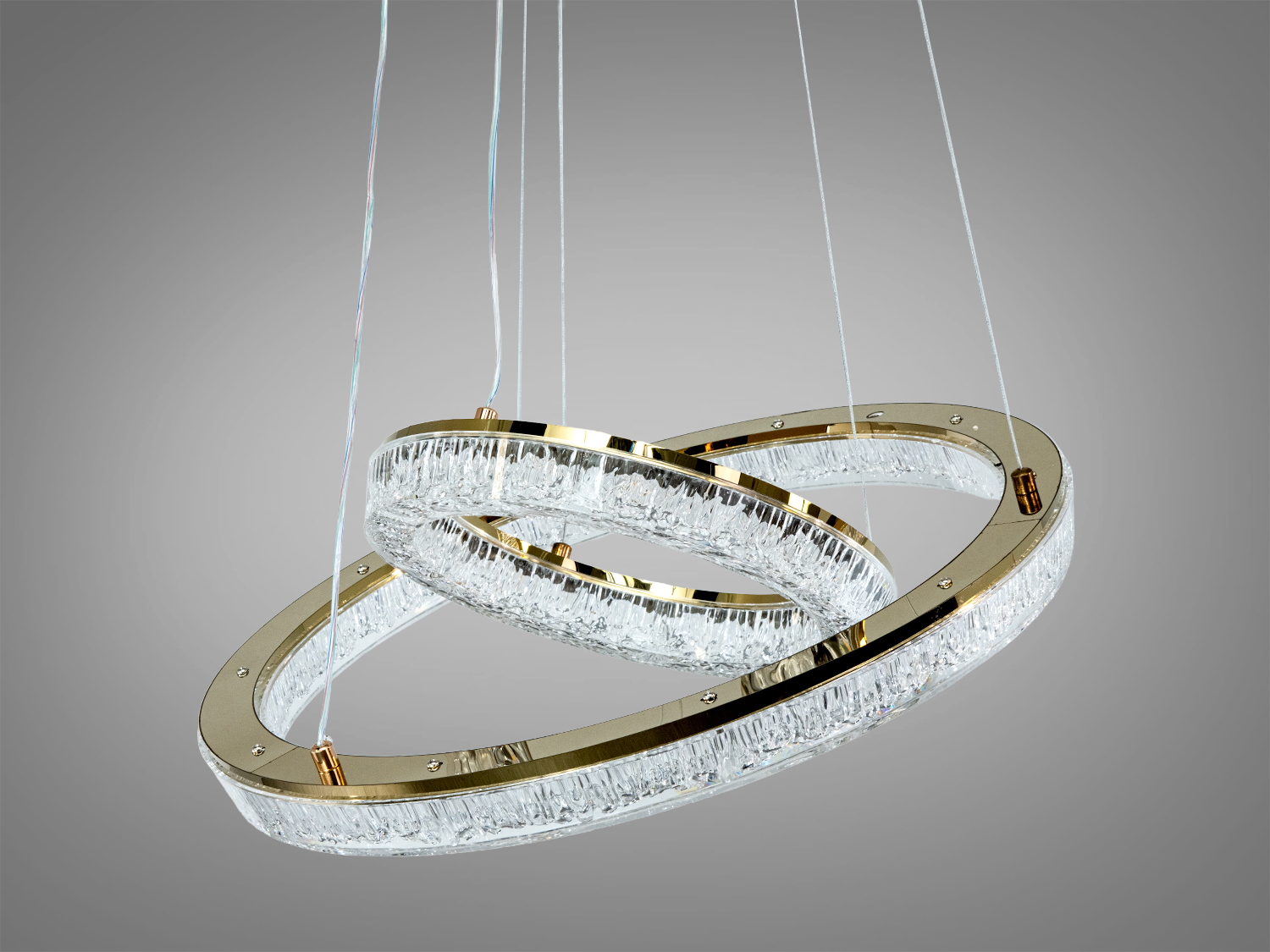 Підвісна люстра Diasha золото LED 54W 2 кільця