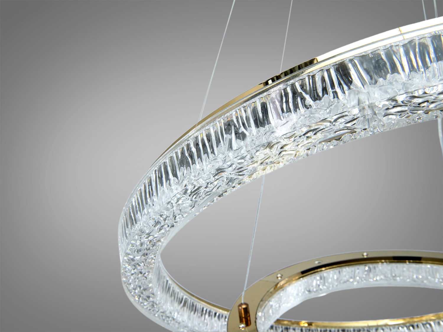 LED люстра підвісна два кільця золото 70Вт