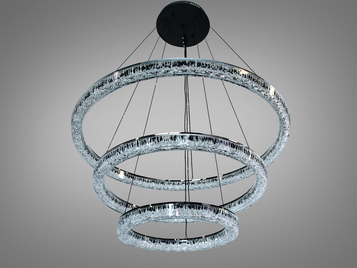 Підвісна LED люстра 3 кільця 125W чорна