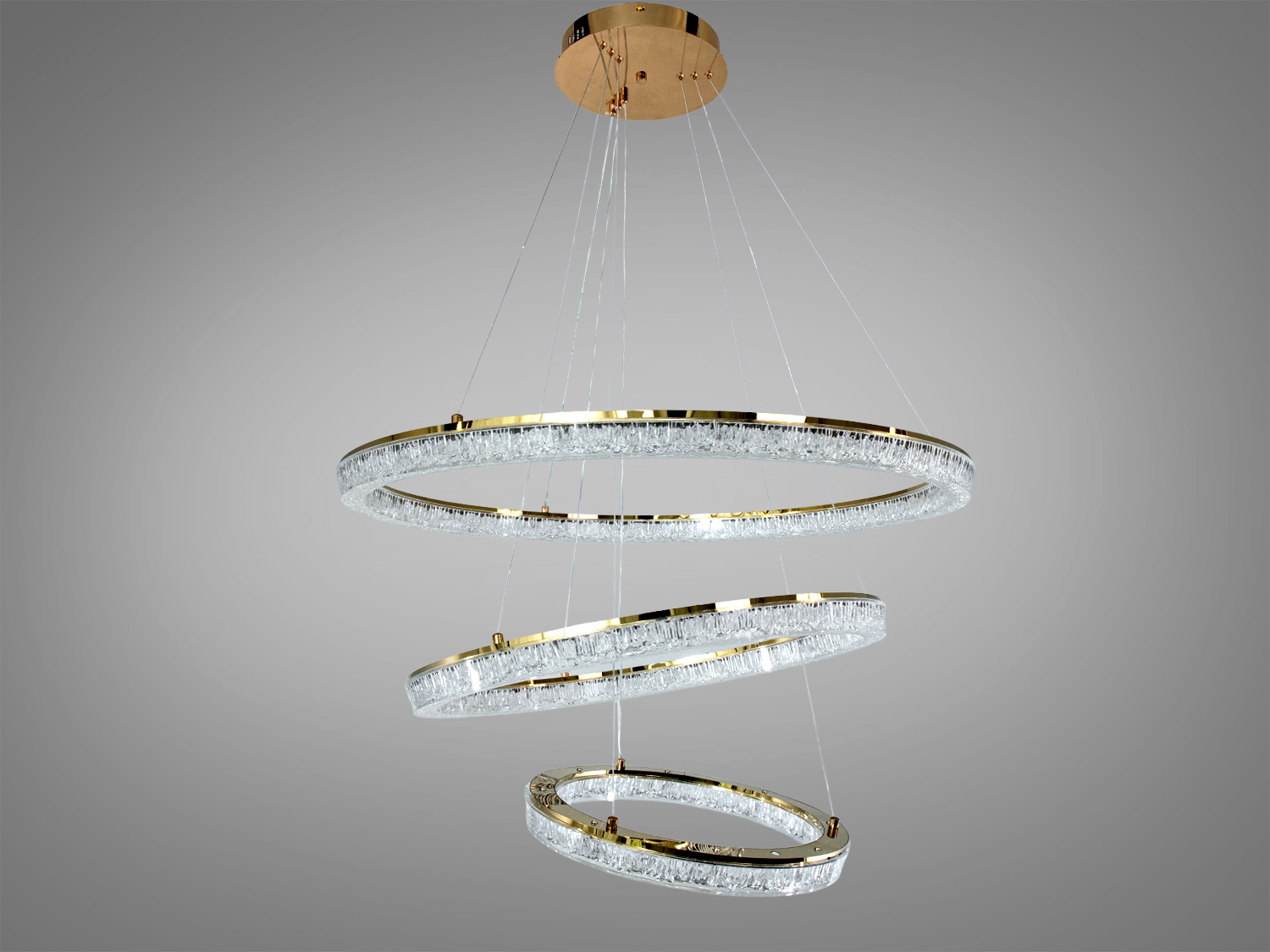 Світлодіодна люстра кільця золото 125Вт 3 режими