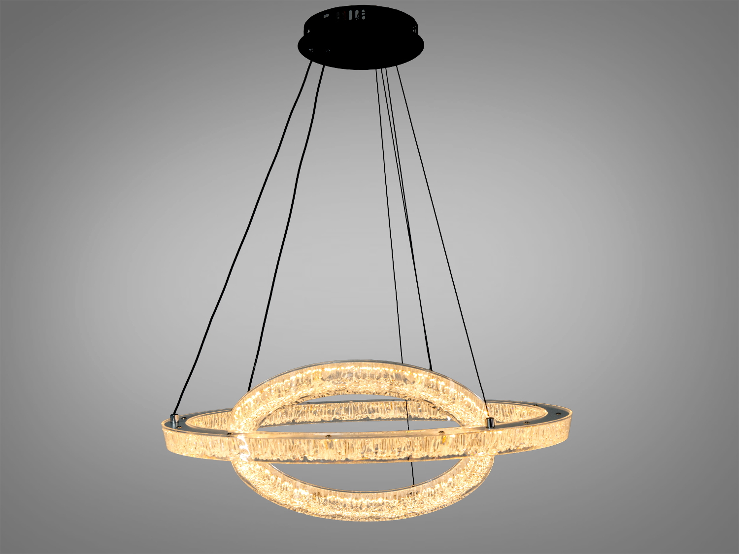 Підвісна LED-люстра Diasha Dual Ring 66 W, 3630 lm, з двома акриловими кільцями, чорний колір. Три колірні температури, регулювання висоти, керування настінним вимикачем.