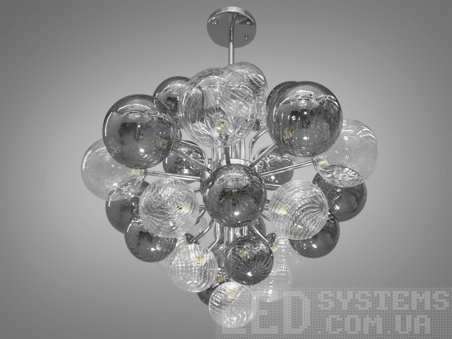 Перлина колекції, шедевральна люстра в стилі Loft, 35 ламп, хром