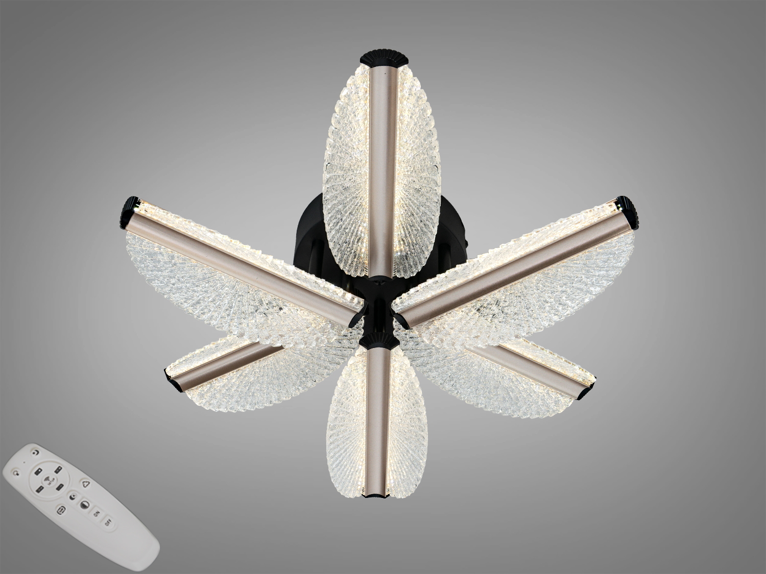 Світлодіодна стельова лампа з пультом, має чотири шестикутні форми, підходить для сучасного інтер′єру.