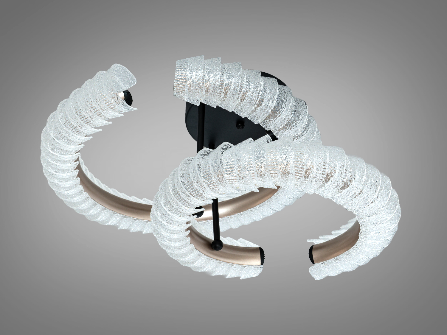 Стельовий світильник з овальними LED-кільцями, що кріпляться на металеву основу. Призначений для стельового монтажу, забезпечує рівномірне освітлення.