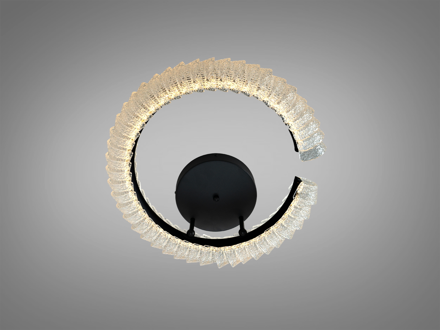 LED світильник з двома овальними кільцями, що випромінюють тепле світло. Металевий корпус, ідеальний для вітальні або спальні.