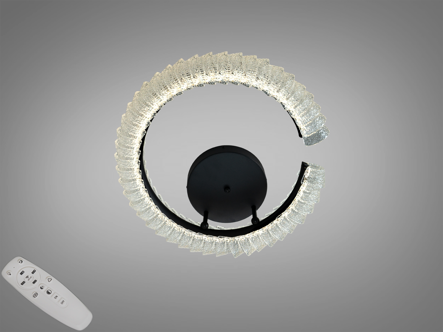 Стельова LED-люстра Diasha, 58 W, два овальні кільця, матовий хром. Пульт і димер для зручного налаштування яскравості. Підходить для кімнат до ≈10 м².