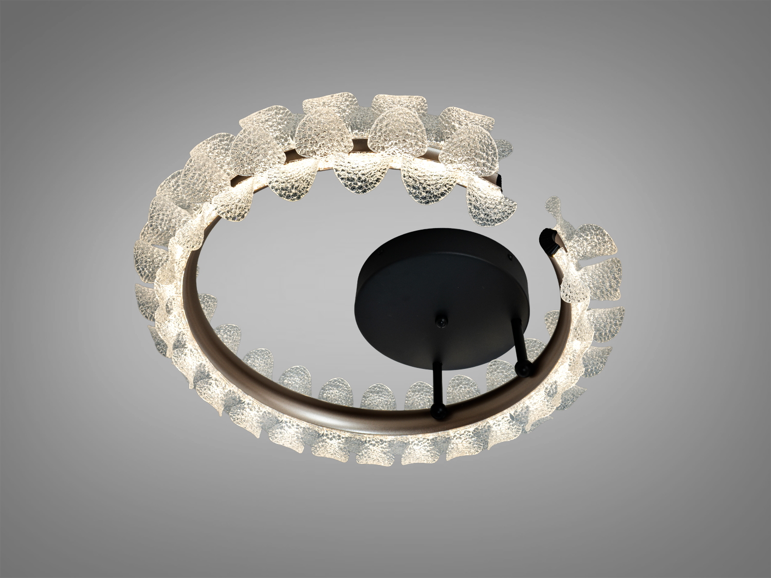 Підвісний світильник зі скрученим дизайном, виготовлений з прозорого акрилу, підходить для сучасних інтер′єрів.