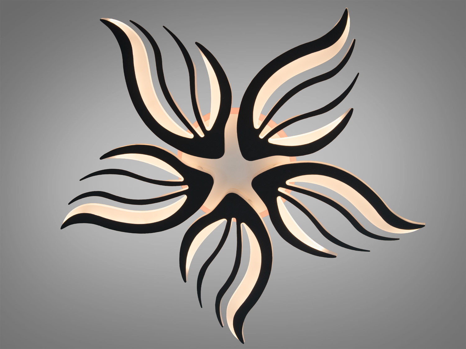 Стельова люстра з теплим світлом, що нагадує форму зірки. Ідеальна для затишних віталень або спалень.