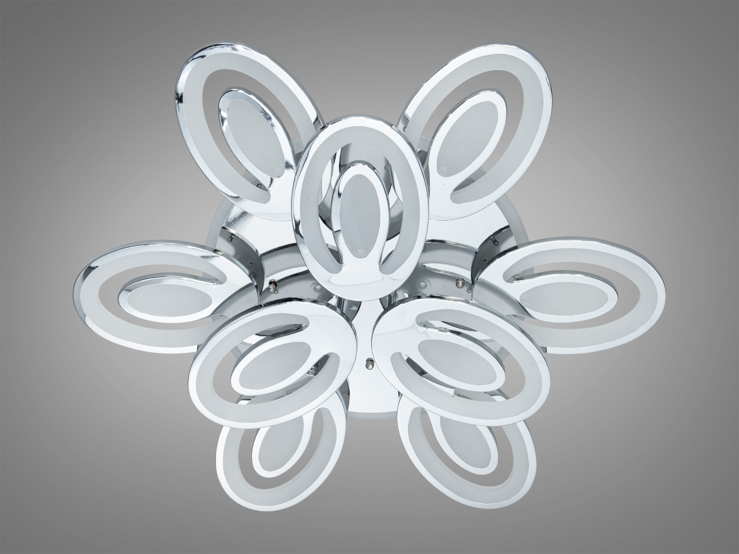 Люстра стельова LED кільця хром 176Вт пульт 30м²