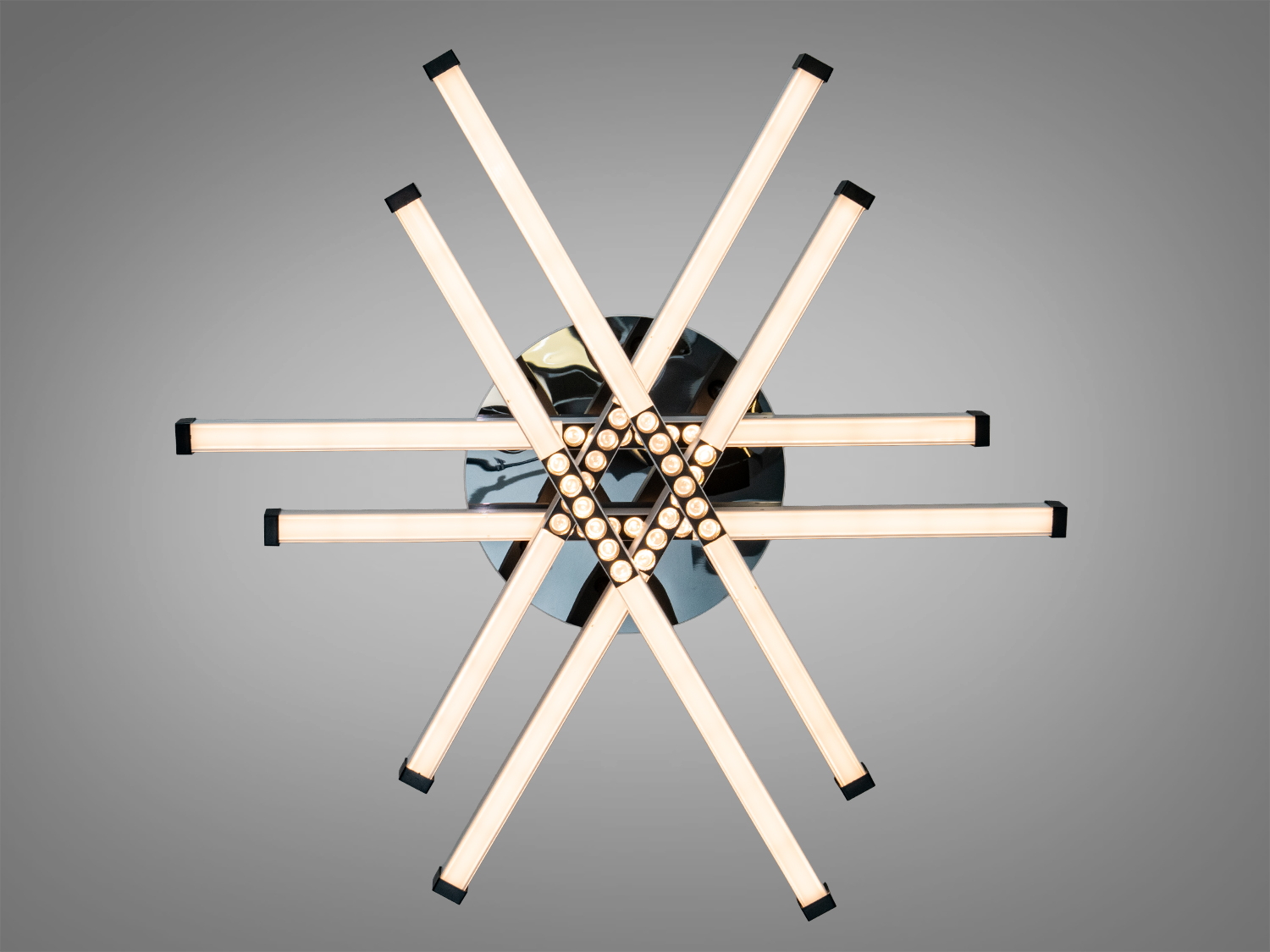 Світильник з теплим світлом, виконаний у вигляді зірки, для стельового монтажу.