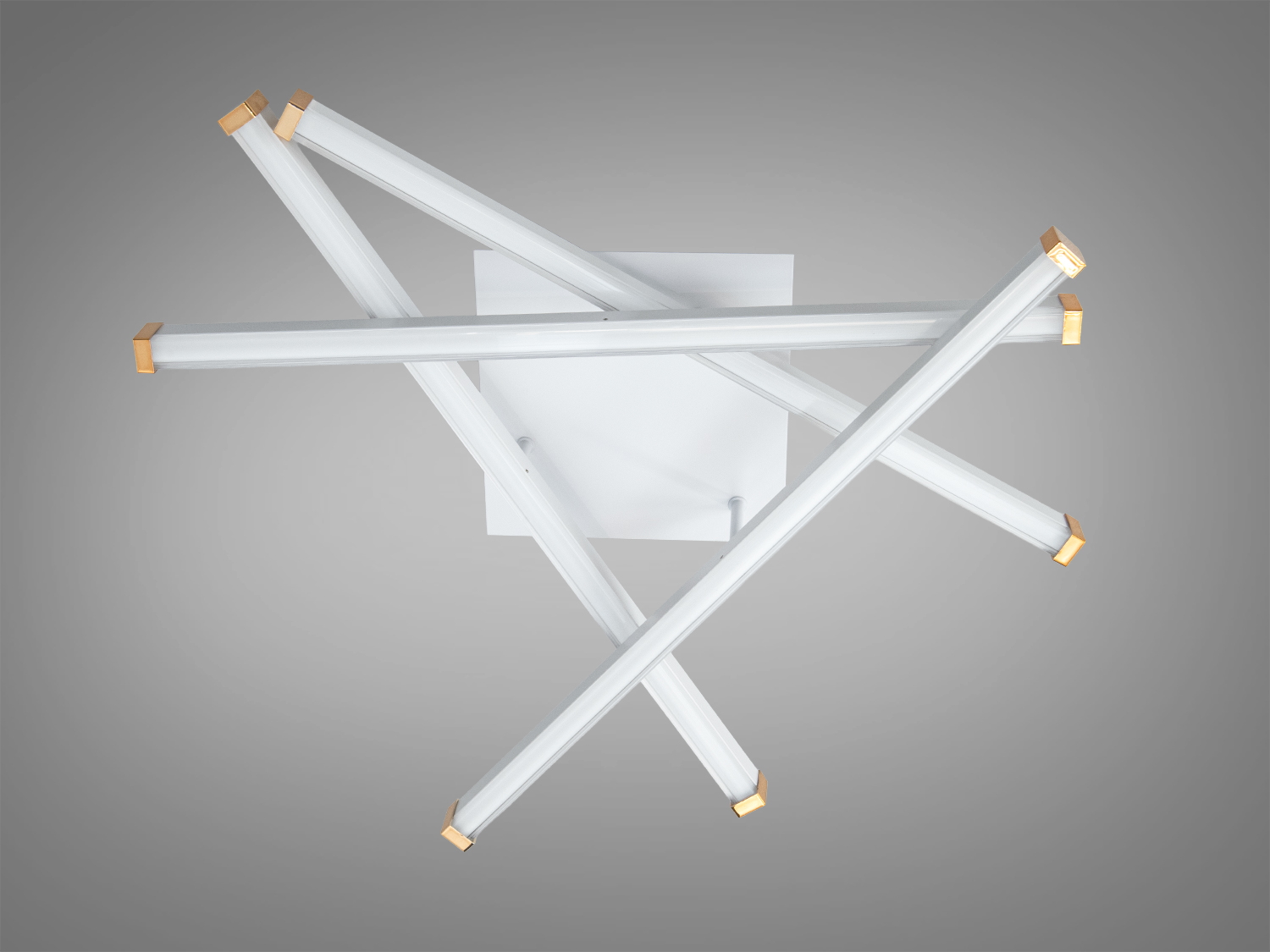 Світильник з квадратною основою та перехресними світлодіодними панелями. Ефективний для освітлення великих приміщень.