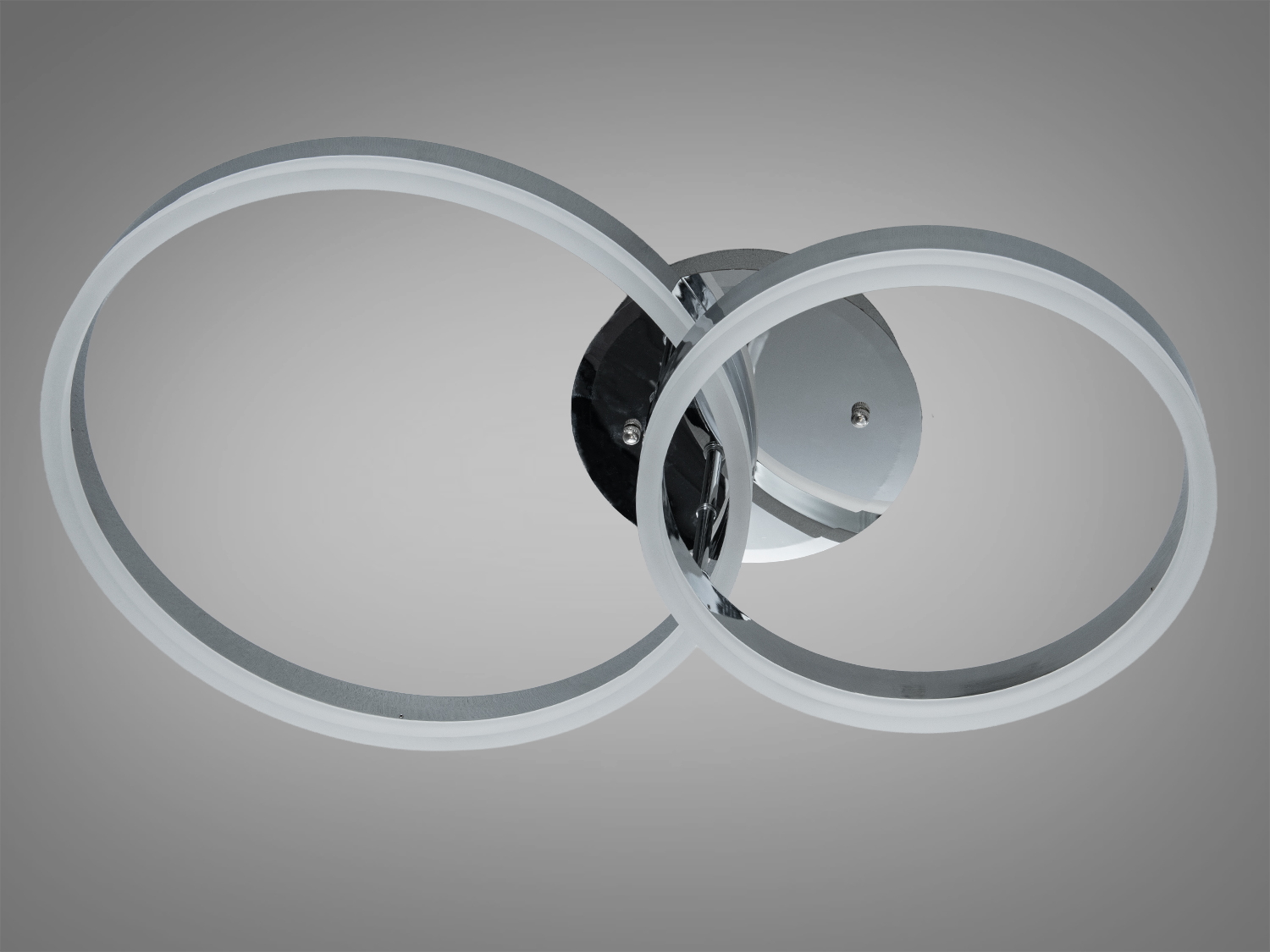 Стельова LED люстра кільця хром 50 Вт димер пульт 2750 лм