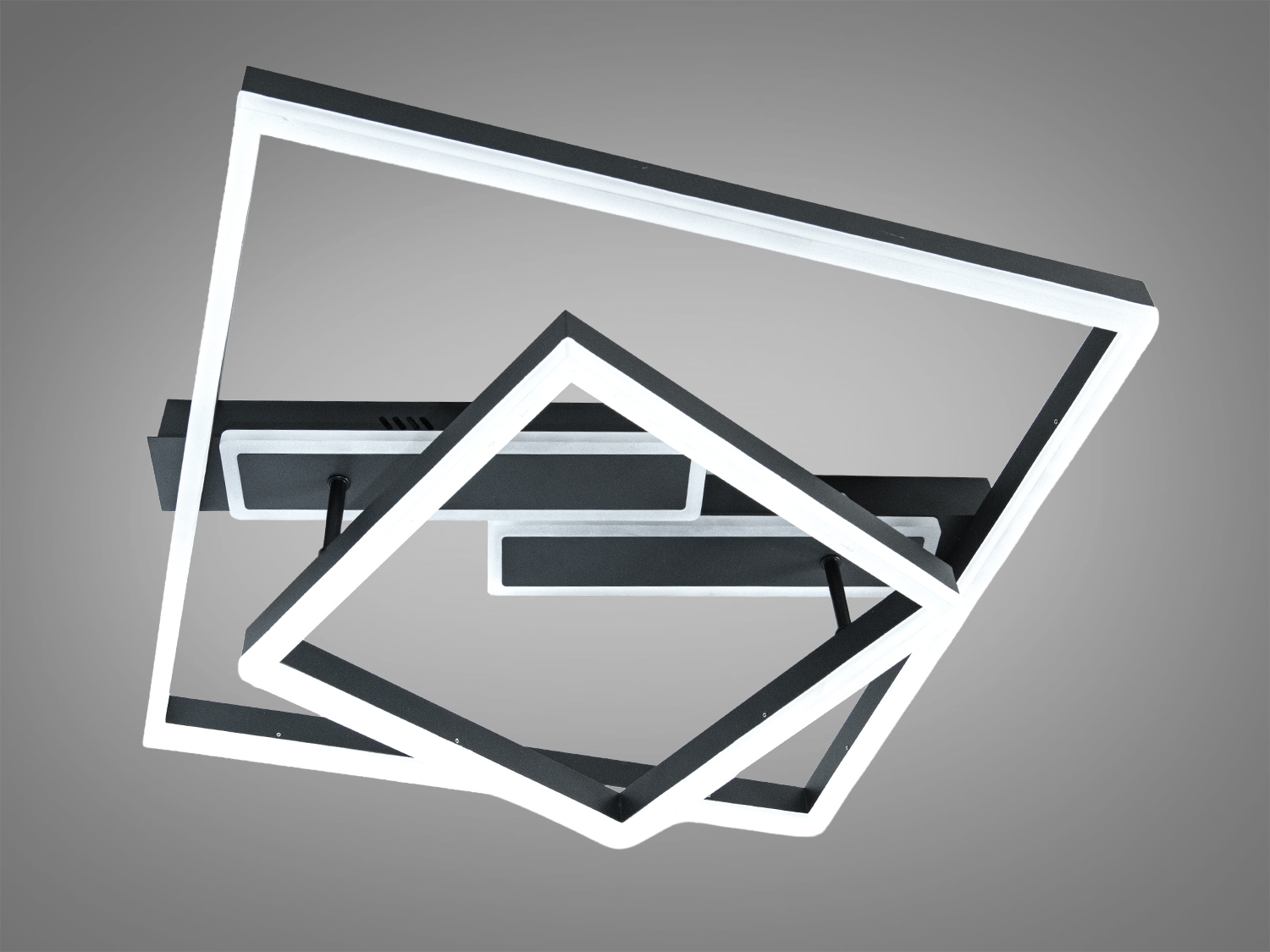 Стельовий світильник з білим світлодіодом, квадратна форма, чорний каркас, без підсвічування, підходить для мінімалістичних інтер′єрів.