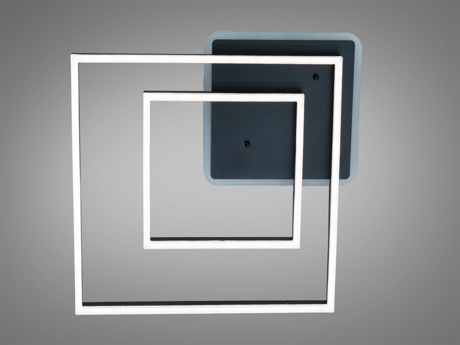 Лампа з квадратними акриловими LED-елементами, чорний матовий корпус, підходить для офісних приміщень, настінний монтаж.