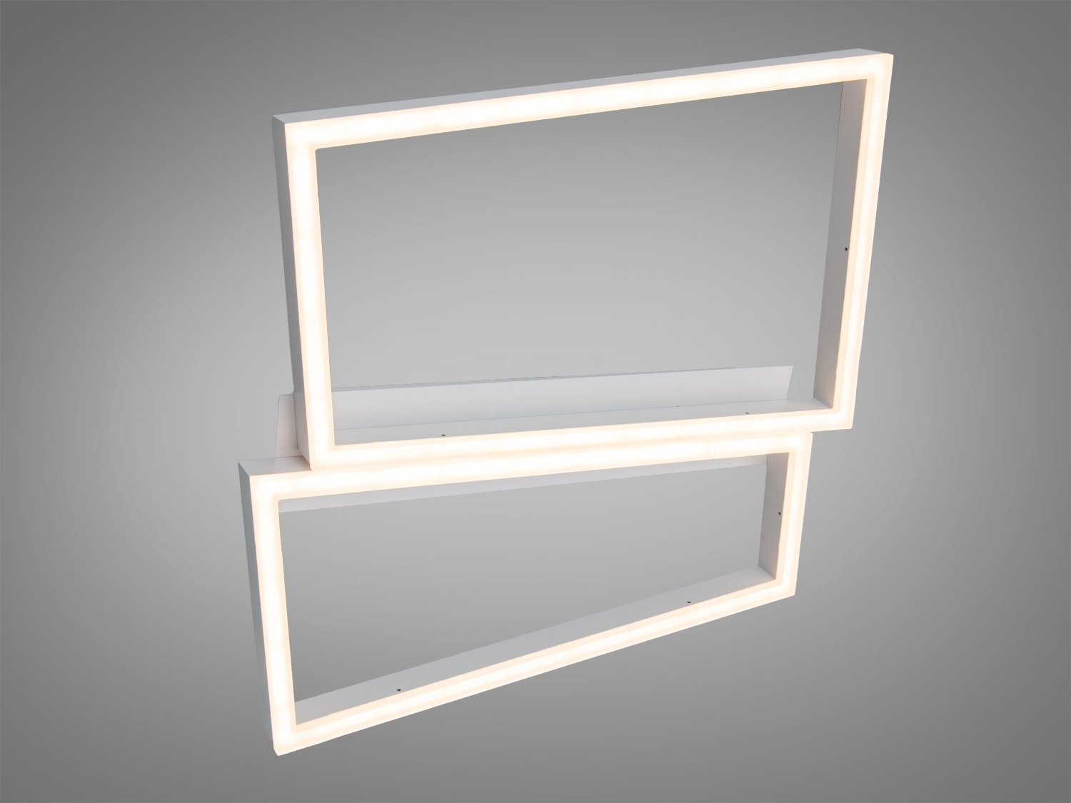 Підвісний світильник з теплим світлом, дві чотирикутні акрилові рамки, підходить для сучасного інтер′єру, легко монтується на стелі.