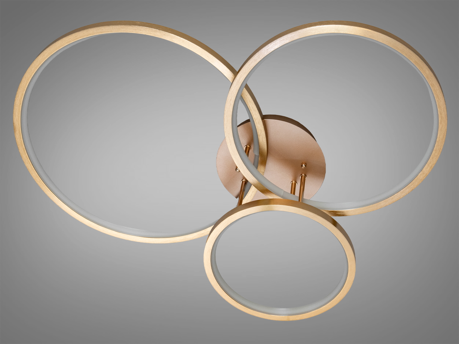 Стельова LED люстра Diasha золото 85 Вт 4675 лм пульт дімер 3 кільця