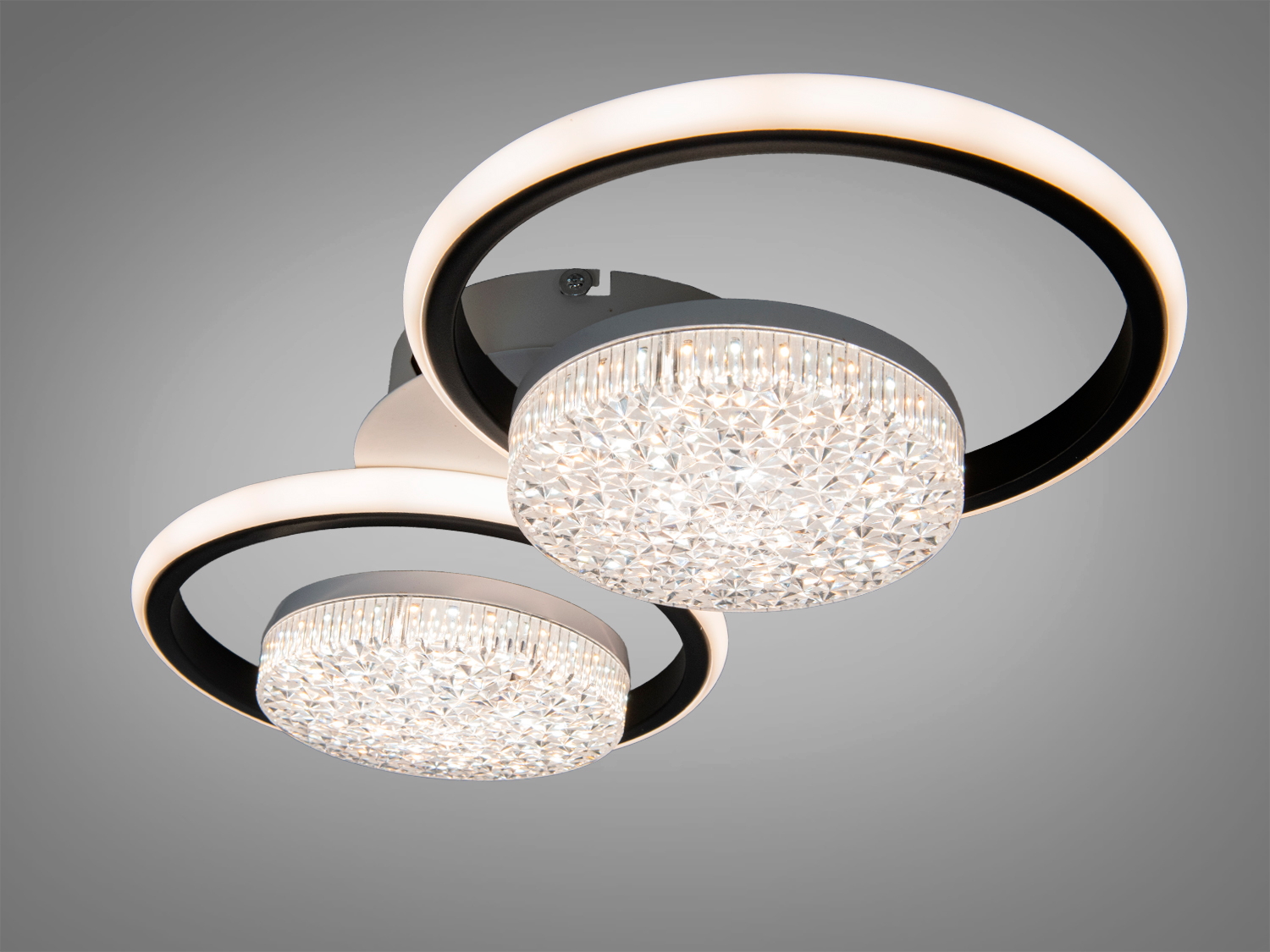 Сучасний світильник з двома LED лампами в кристалічних плафонах, підходить для мінімалістичних інтер′єрів.