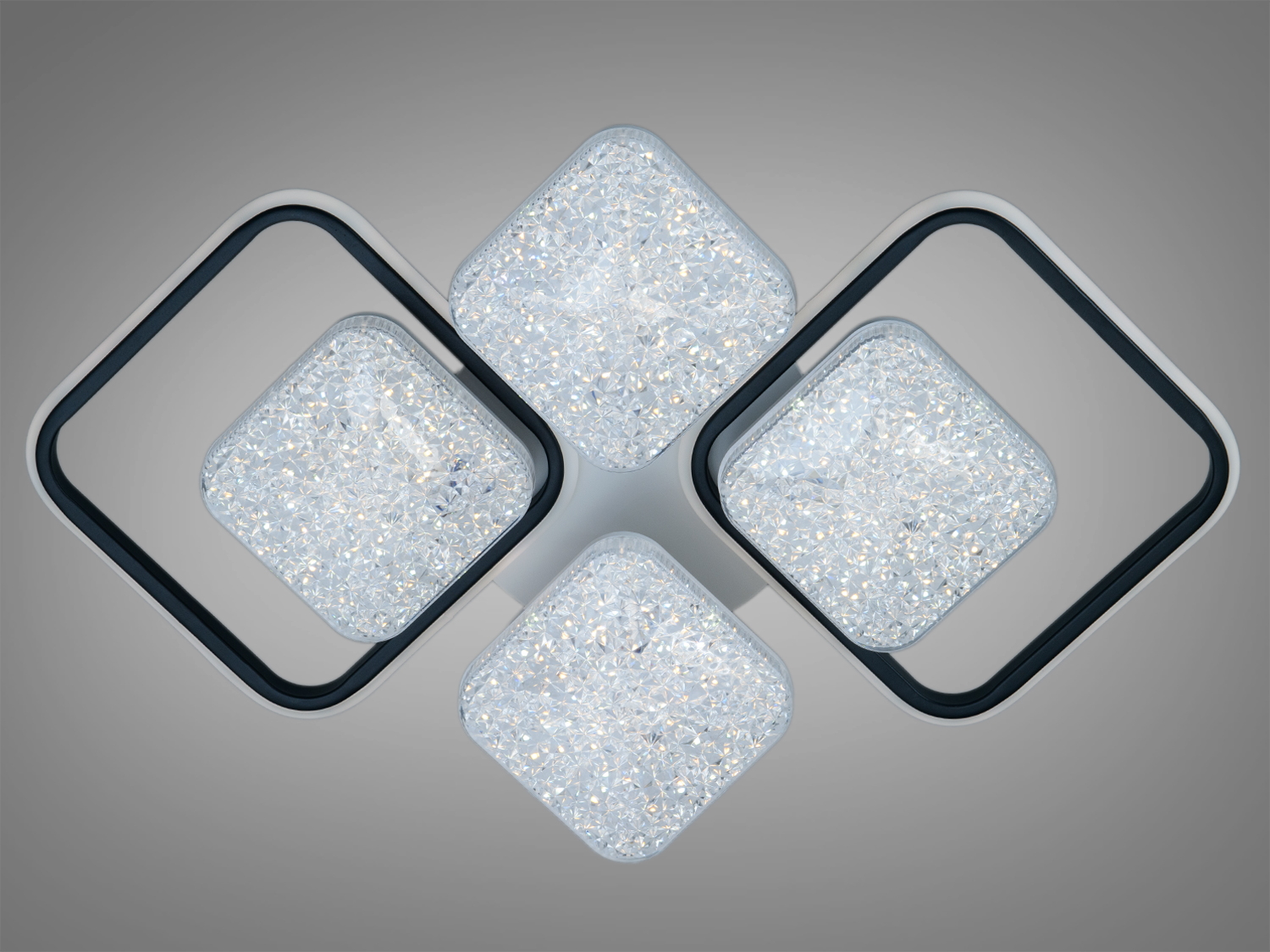 Стельовий світильник з квадратними формами, кришталевий ефект, LED-лампи. Ідеальний для вітальні або спальні.