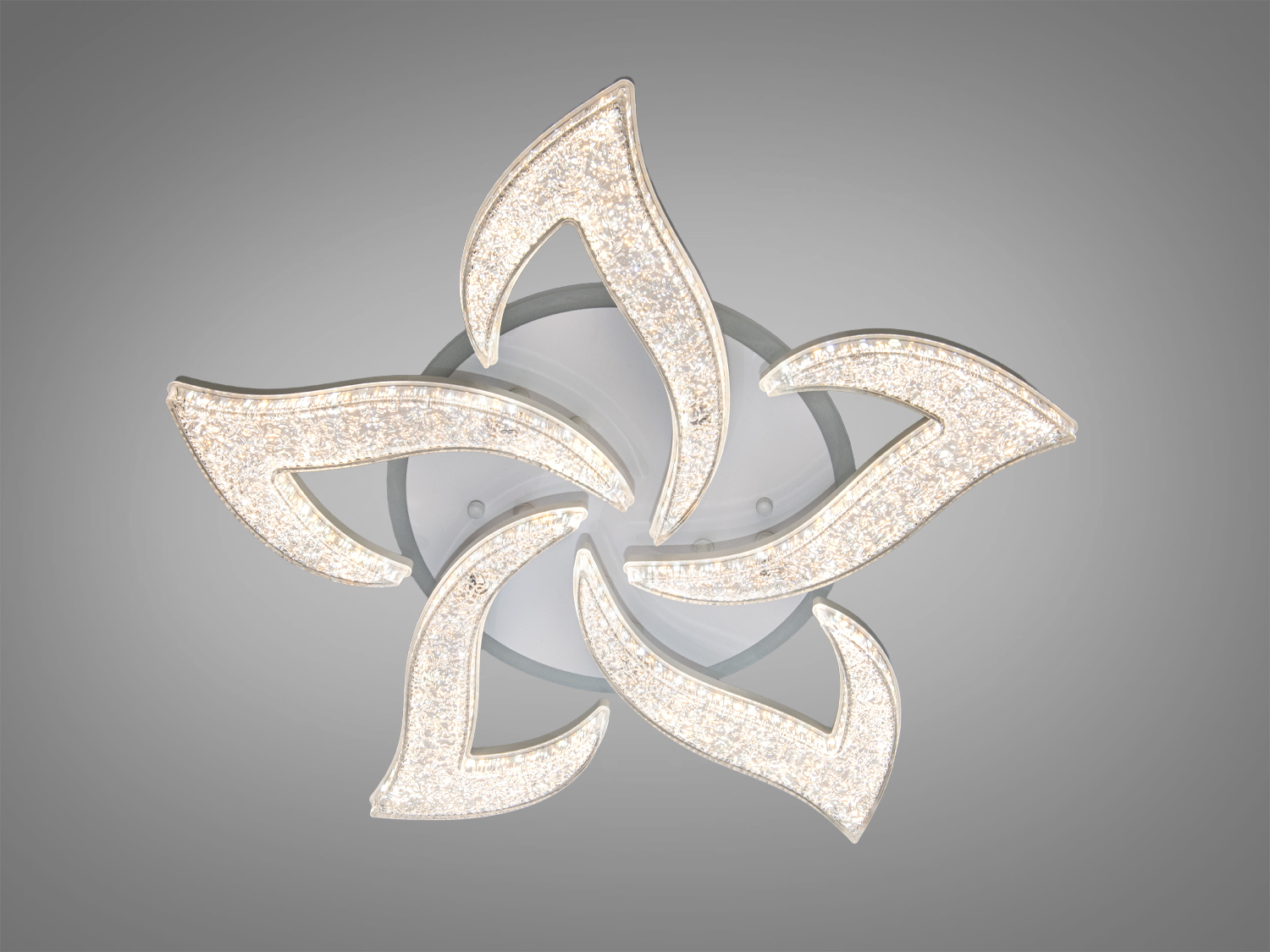 Світильник у формі п′ятипелюсткової акрилової квітки з нейтральним білим світлом, без підсвічування, ідеальний для офісних приміщень.