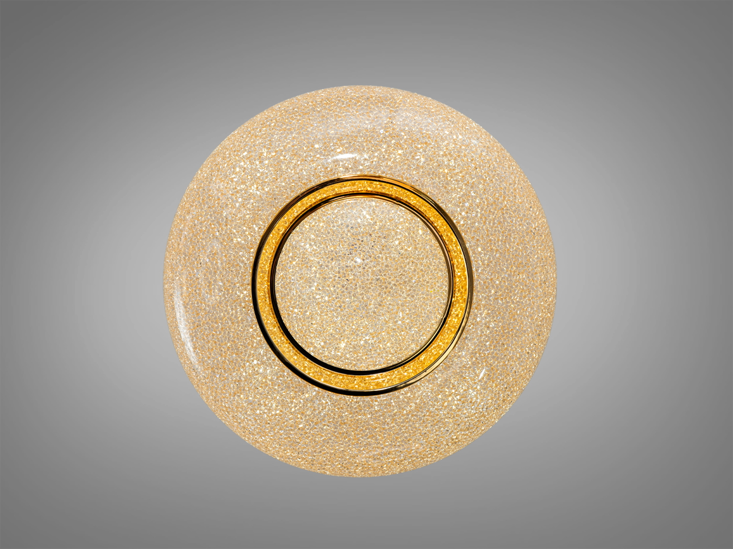 Стельовий світильник з круглою формою та блискучою поверхнею, що підходить для освітлення вітальні. Легкий монтаж.