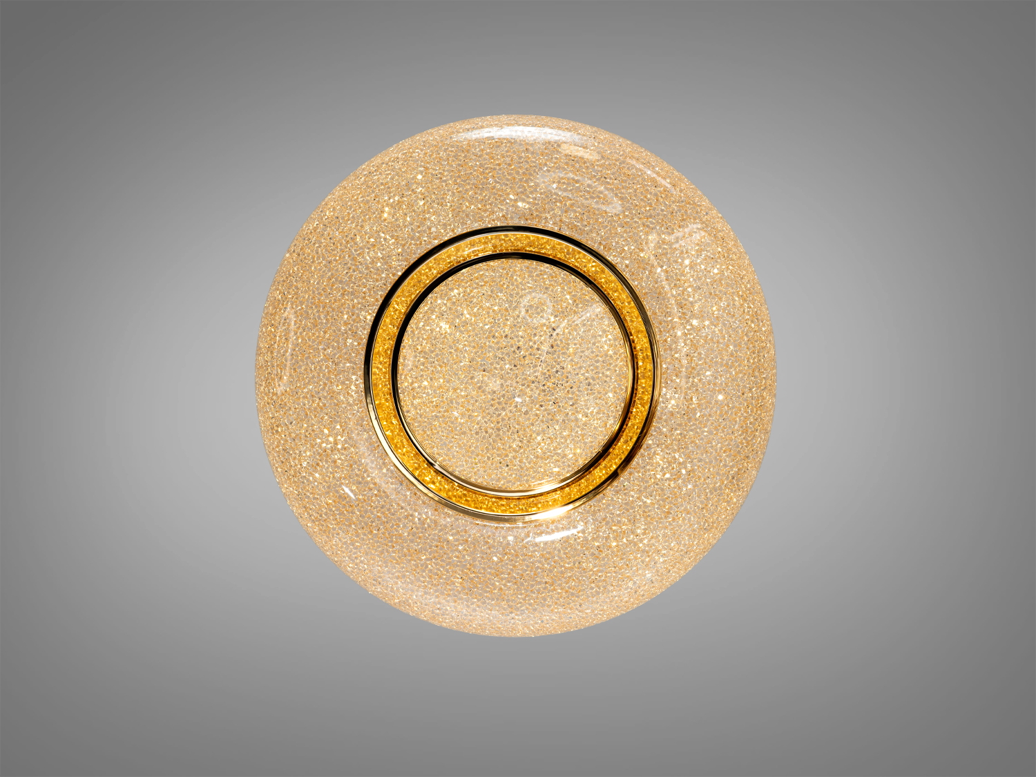 Стельова LED люстра 52 W у золоті з акриловим розсіювачем і трьома режимами 3200/4100/6500K. Керування настінним вимикачем. Підходить для кімнат до 9 м² та приміщень з невисокою стелею.