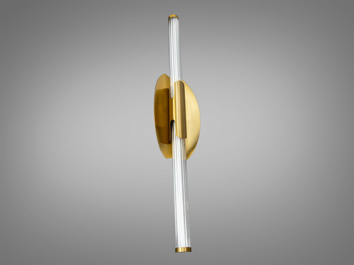 Світильник з прозорою акриловою трубкою, має елегантну форму і золотистий акцент, ідеальний для акцентного освітлення.