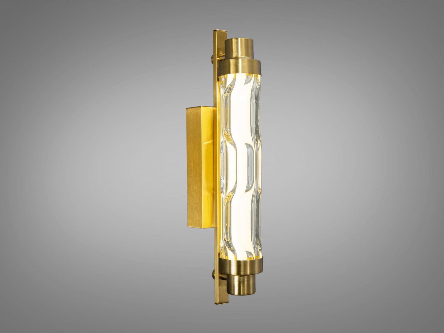 Світлодіодне бра у золотому кольорі: 7Вт, 385 Лм, 4100К. Металевий каркас і скляний модуль для акцентного світла у коридорі, спальні, вітальні. Керування від настінного вимикача. Відтінок на екрані може відрізнятися.