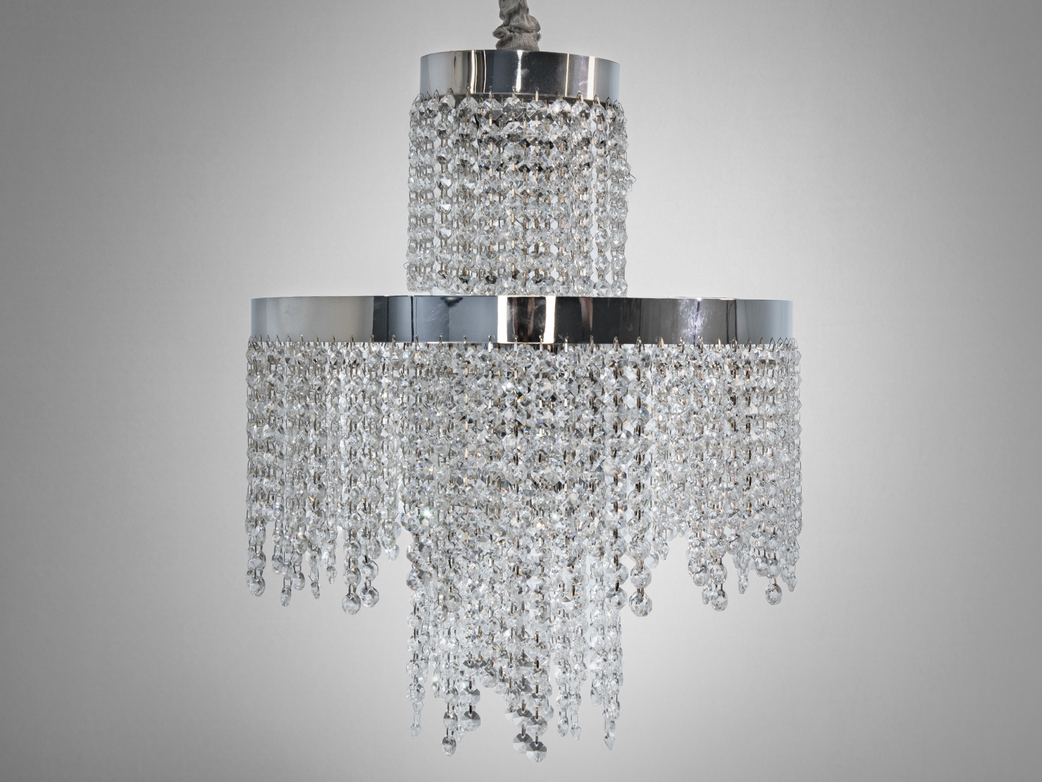 Люстра LED Diasha 376-400CH хром двохрівнева 70 Вт кришталь