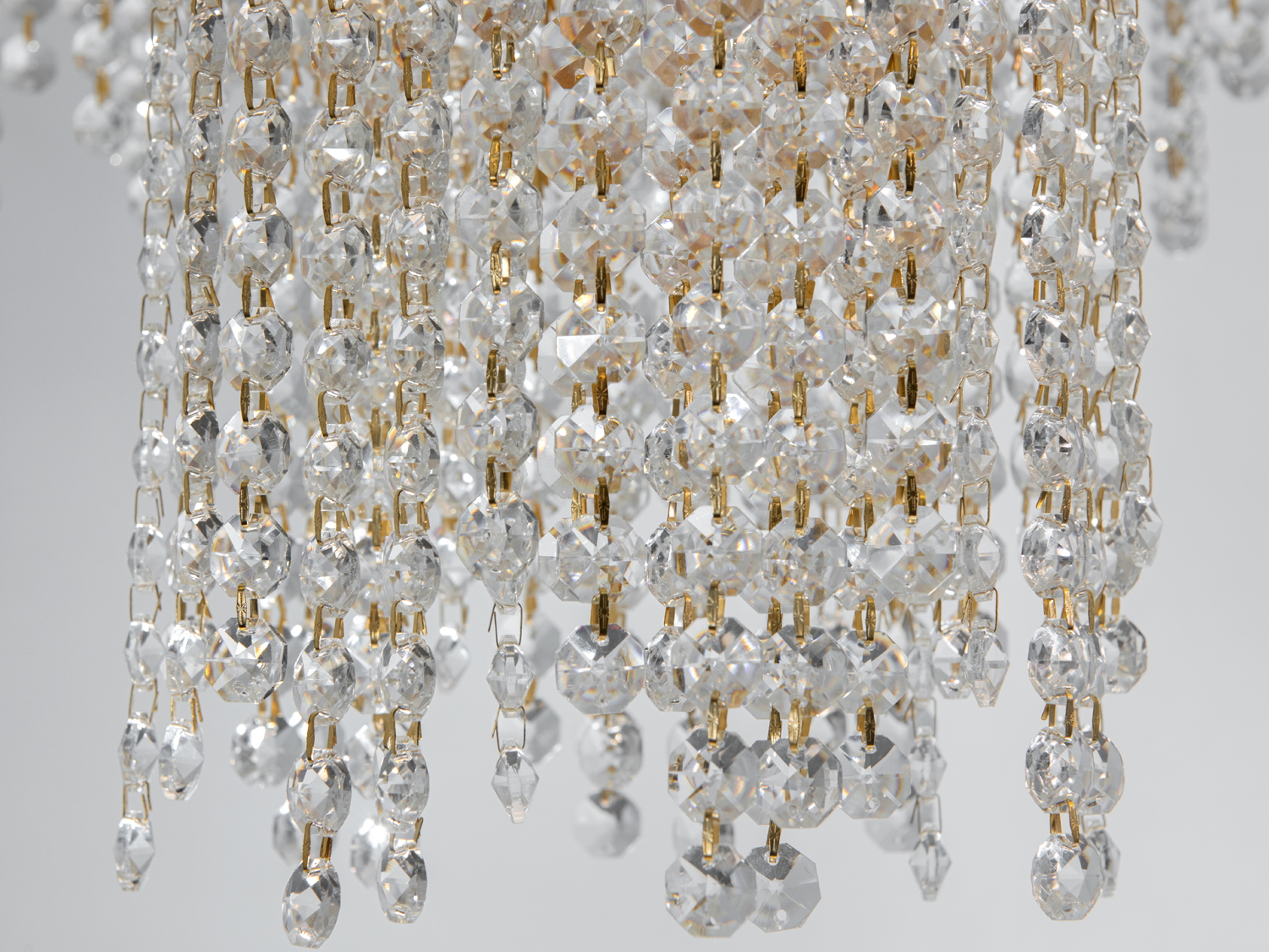 Люстра кришталева LED Diasha 376 золото два рівні підвісок