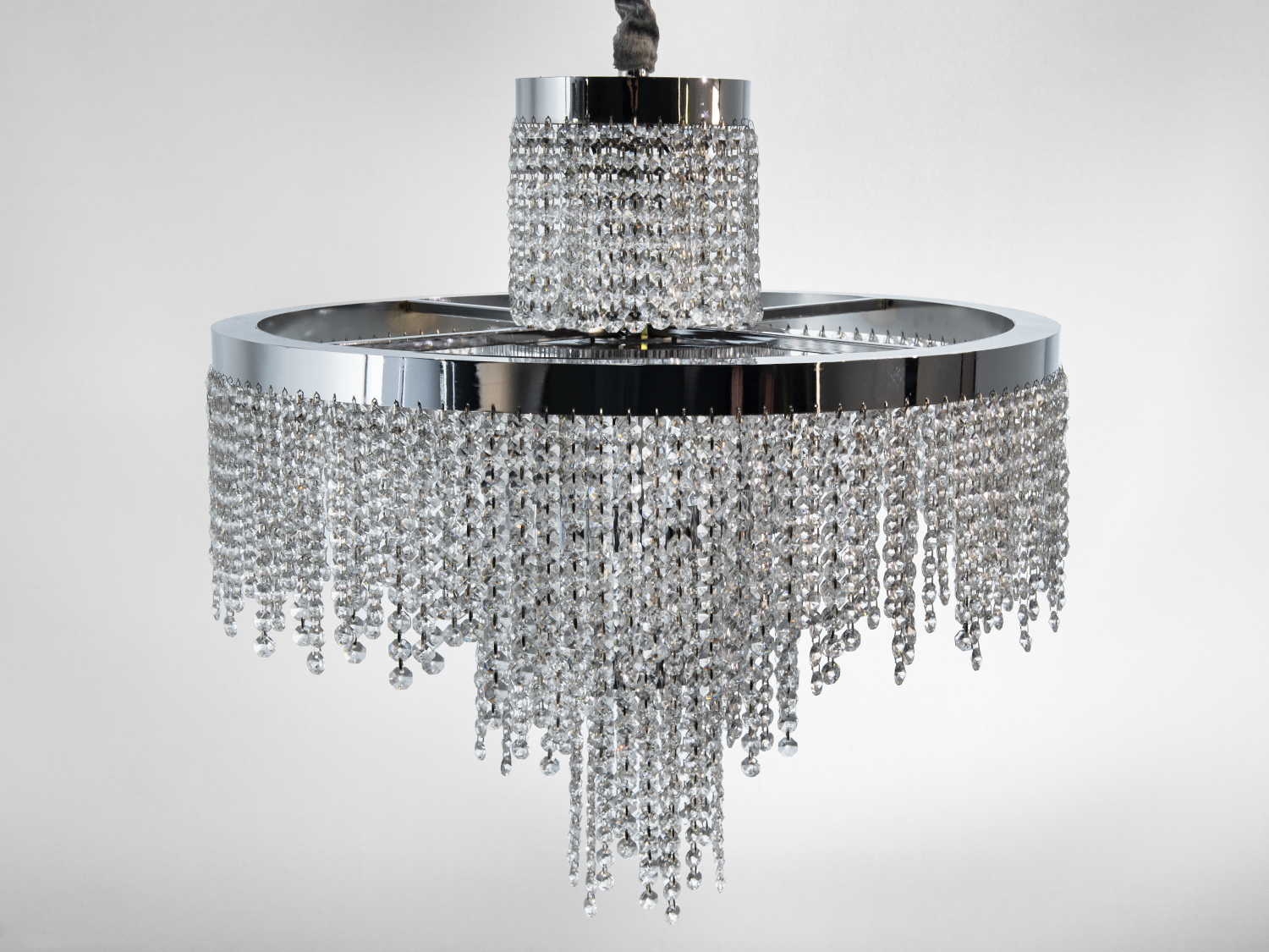 Люстра кришталева стельова Diasha 376 хром 125 Вт каскадна