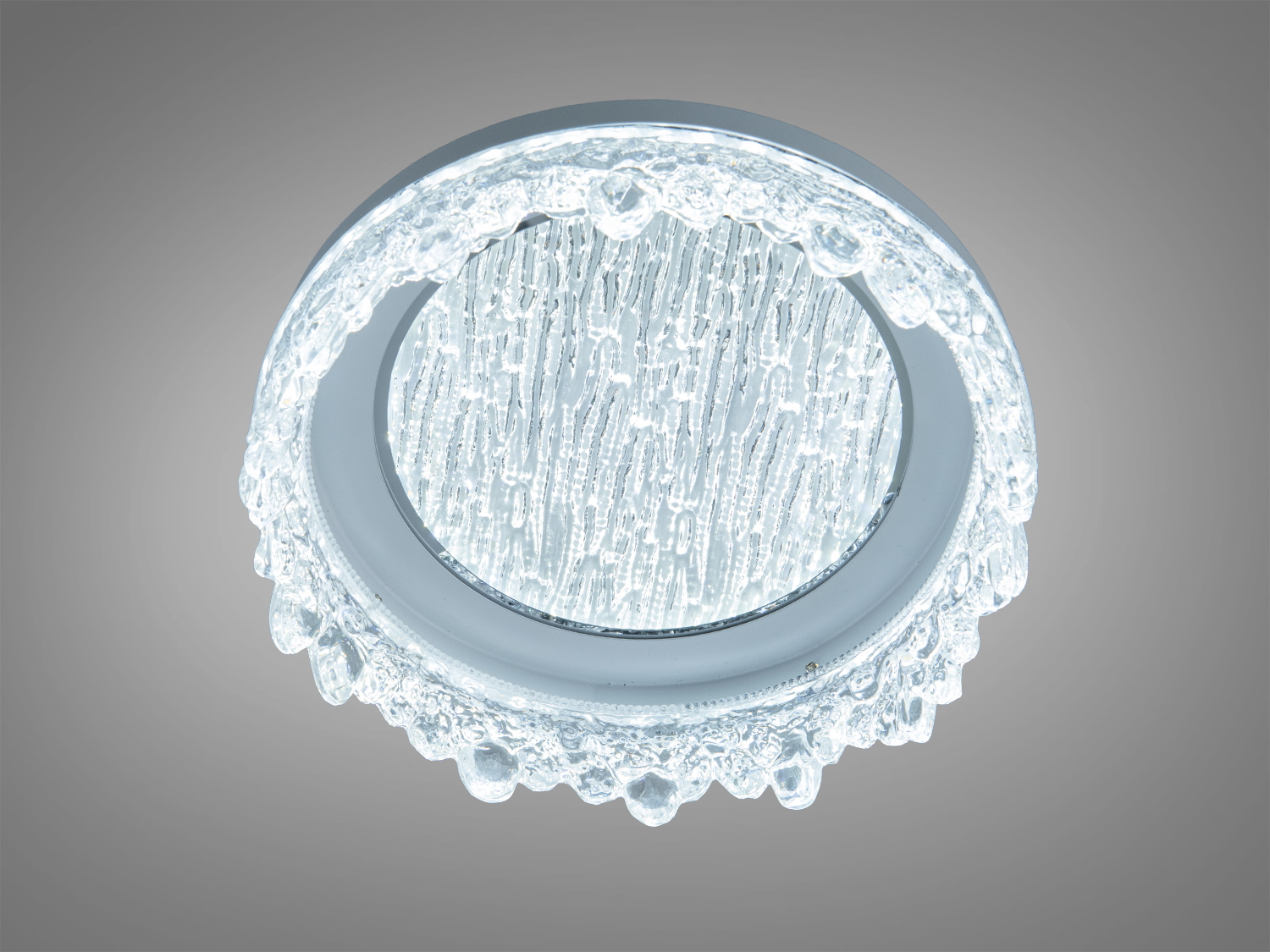 Сірий стельовий LED світильник Diasha 26 Вт для кімнат до 5 м². Накладний монтаж і керування від настінного вимикача для рівномірного базового освітлення.