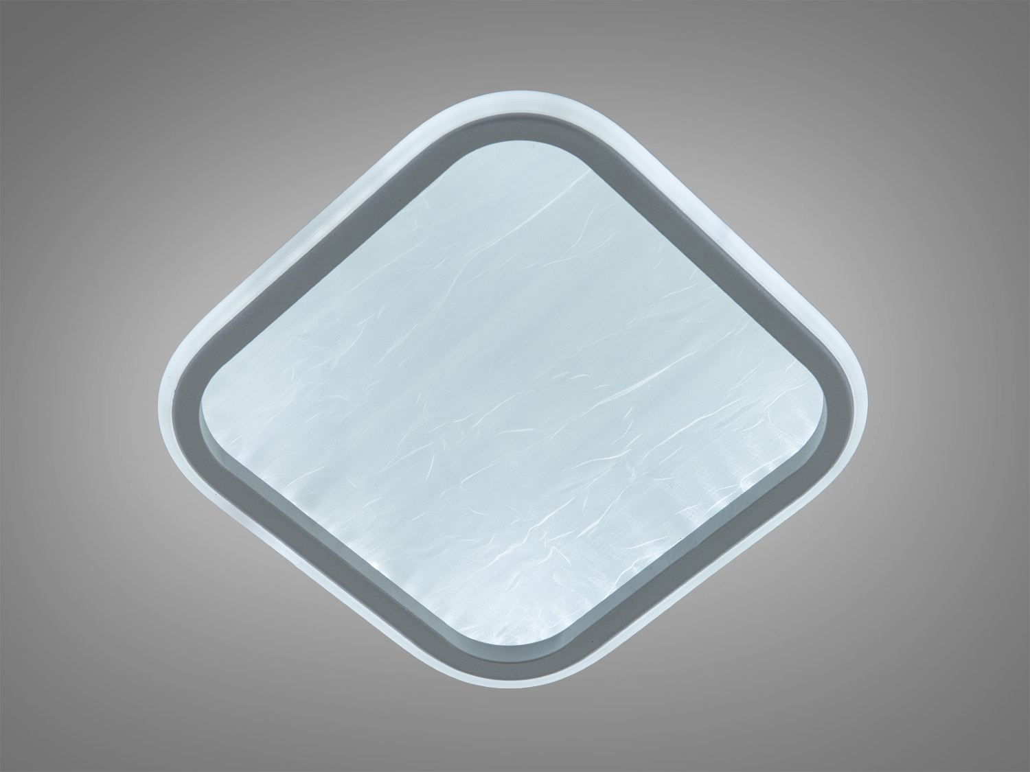 Світлодіодний стельовий світильник Diasha 32 Вт у білому з сірою вставкою. Матове розсіювання, керування від настінного вимикача, для кімнат до 6 м².