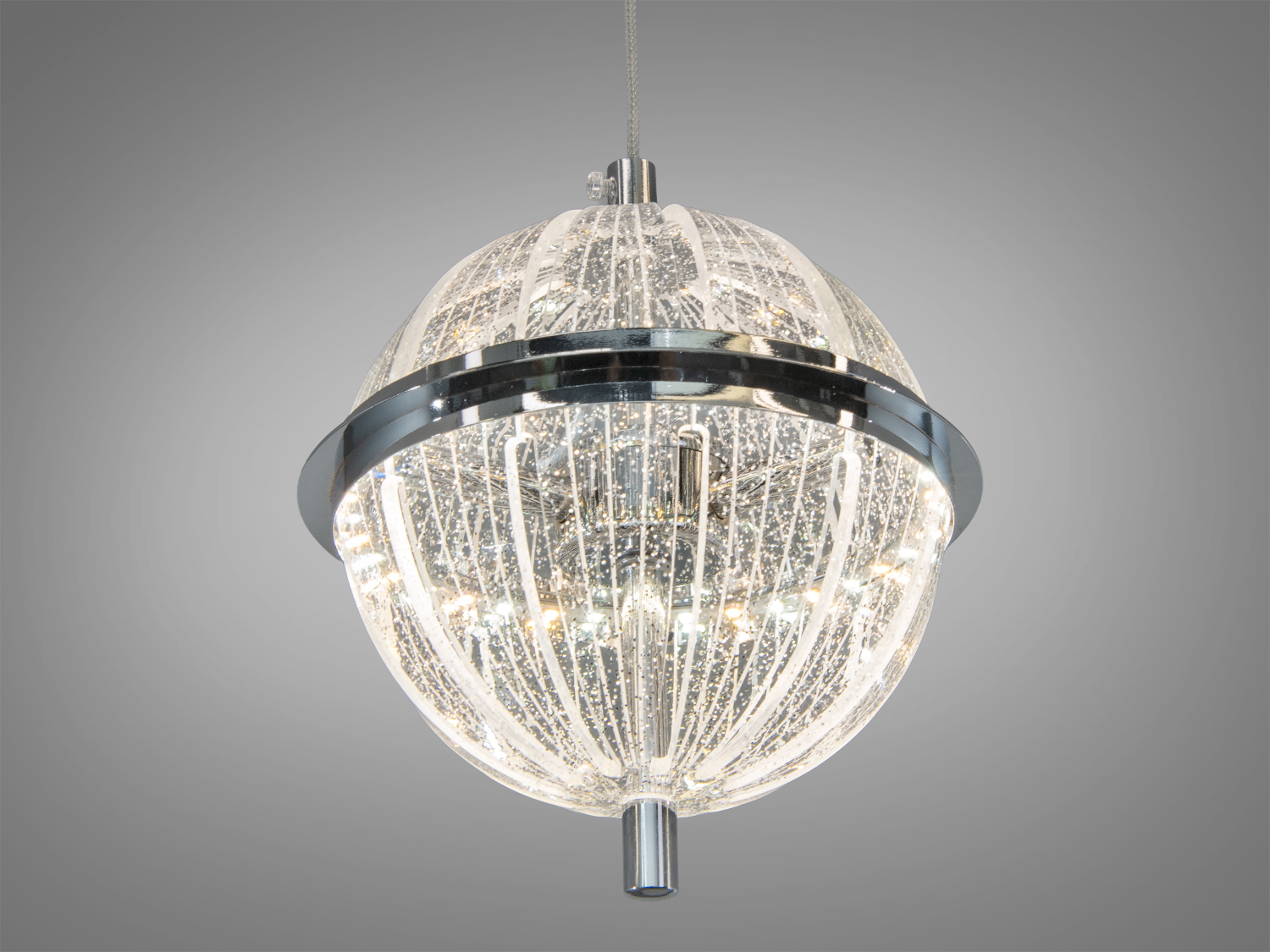 Одинарний LED-підвіс Diasha, хром, 14 W, 770 lm. Акриловий розсіювач, 3 температури світла 3200/4100/6000K, регулювання висоти, керування настінним вимикачем.