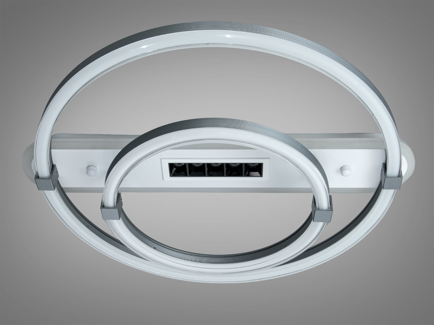 Світлодіодна люстра 2 кільця сіра 88Вт пульт 15м²