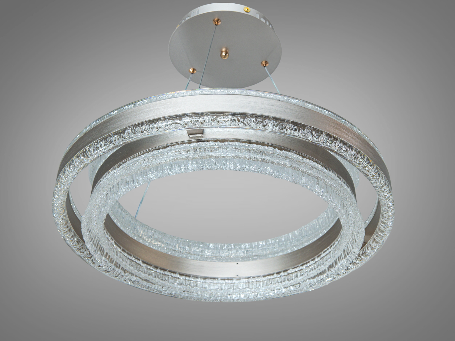 Підвісна LED люстра шампань 2 кільця 140Вт 7700Лм