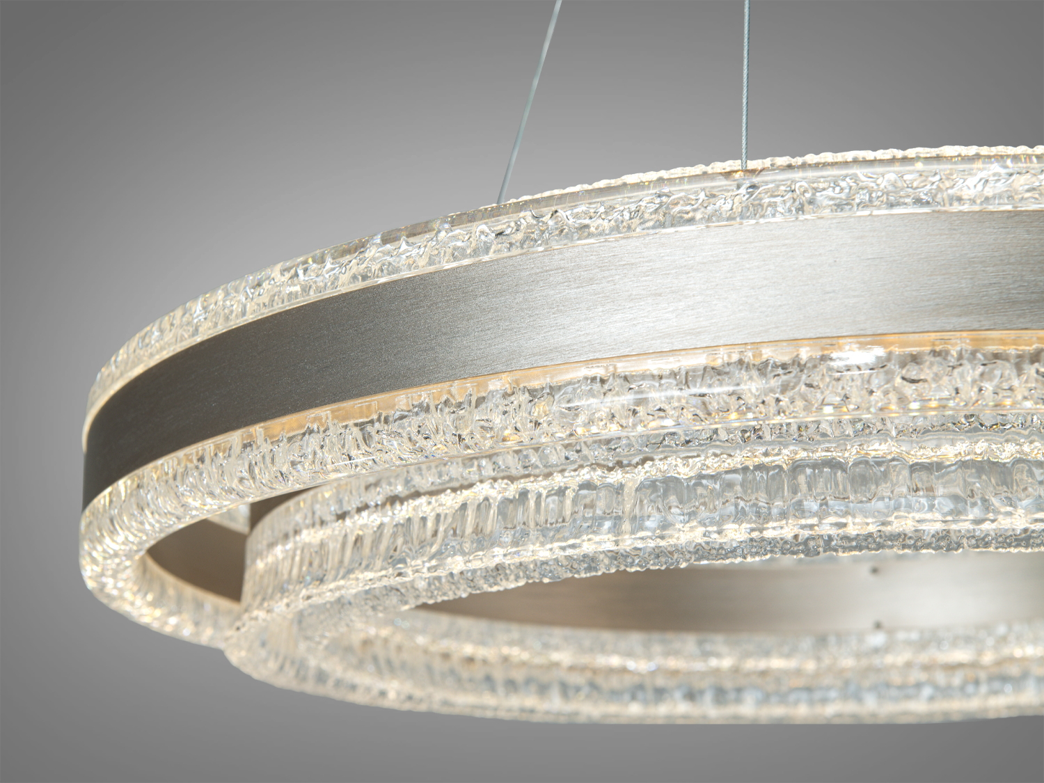 Підвісна LED люстра шампань 2 кільця 140Вт 7700Лм