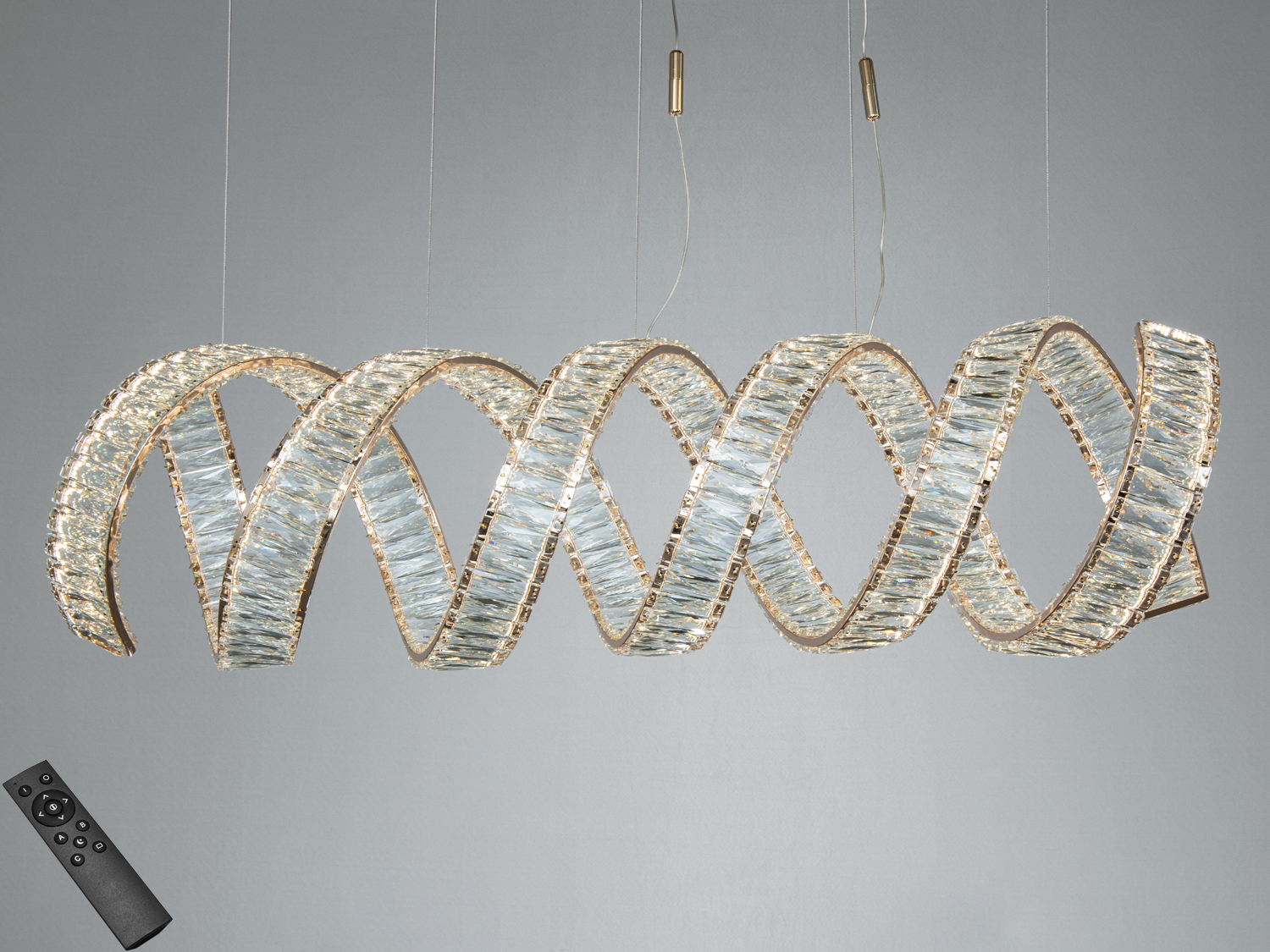 Підвісна світлодіодна люстра спіральної форми з дистанційним управлінням, підходить для сучасного інтер′єру.