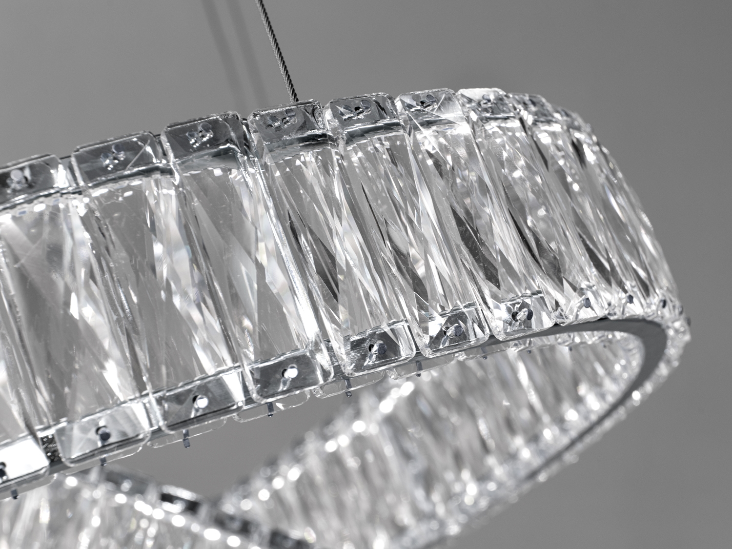 Розкішна кришталева LED люстра-підвіс для зали, колір хром, 180W на 26м2