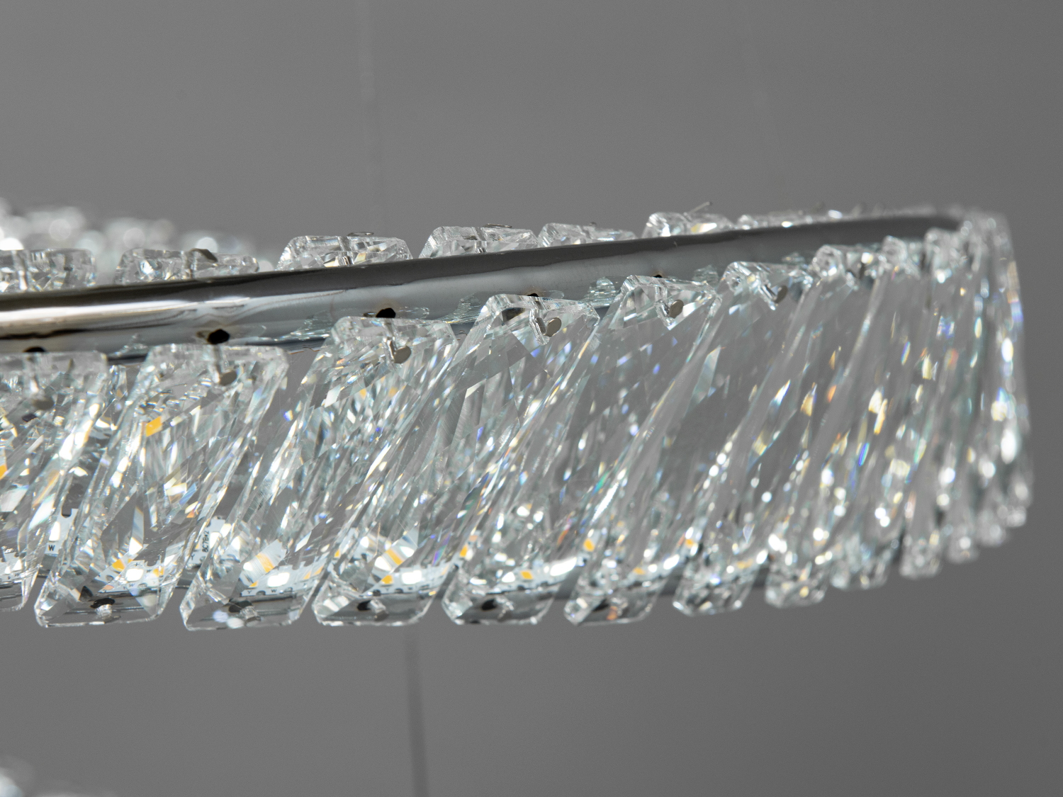 Підвісна кришталева LED люстра для холу з пультом, колір хром, 110W на 15м2