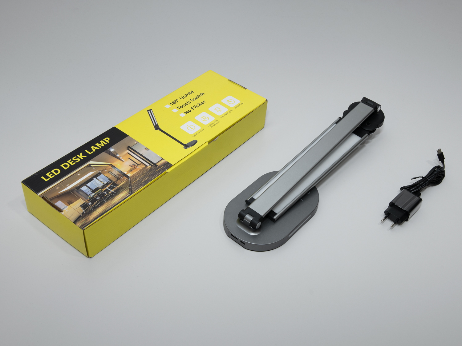 Настільна LED лампа сірий димер таймер нічник 14 Вт