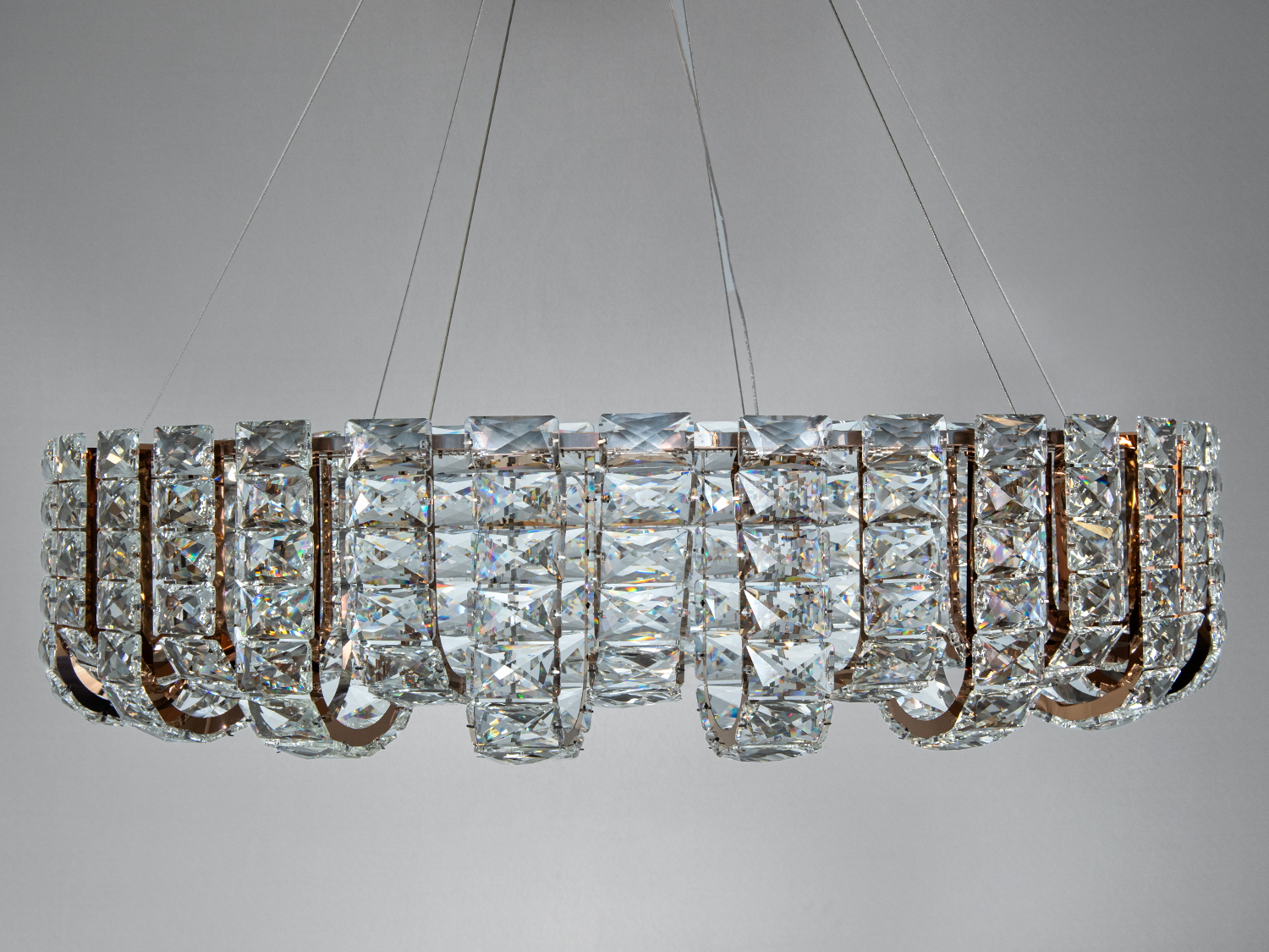 Підвісна люстра LED кришталева 83Вт золото пульт