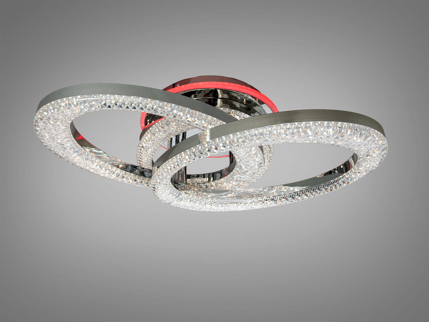 Стельова лампа з чотирма шестикутниками, випромінює тепле світло, ідеальна для вітальні.