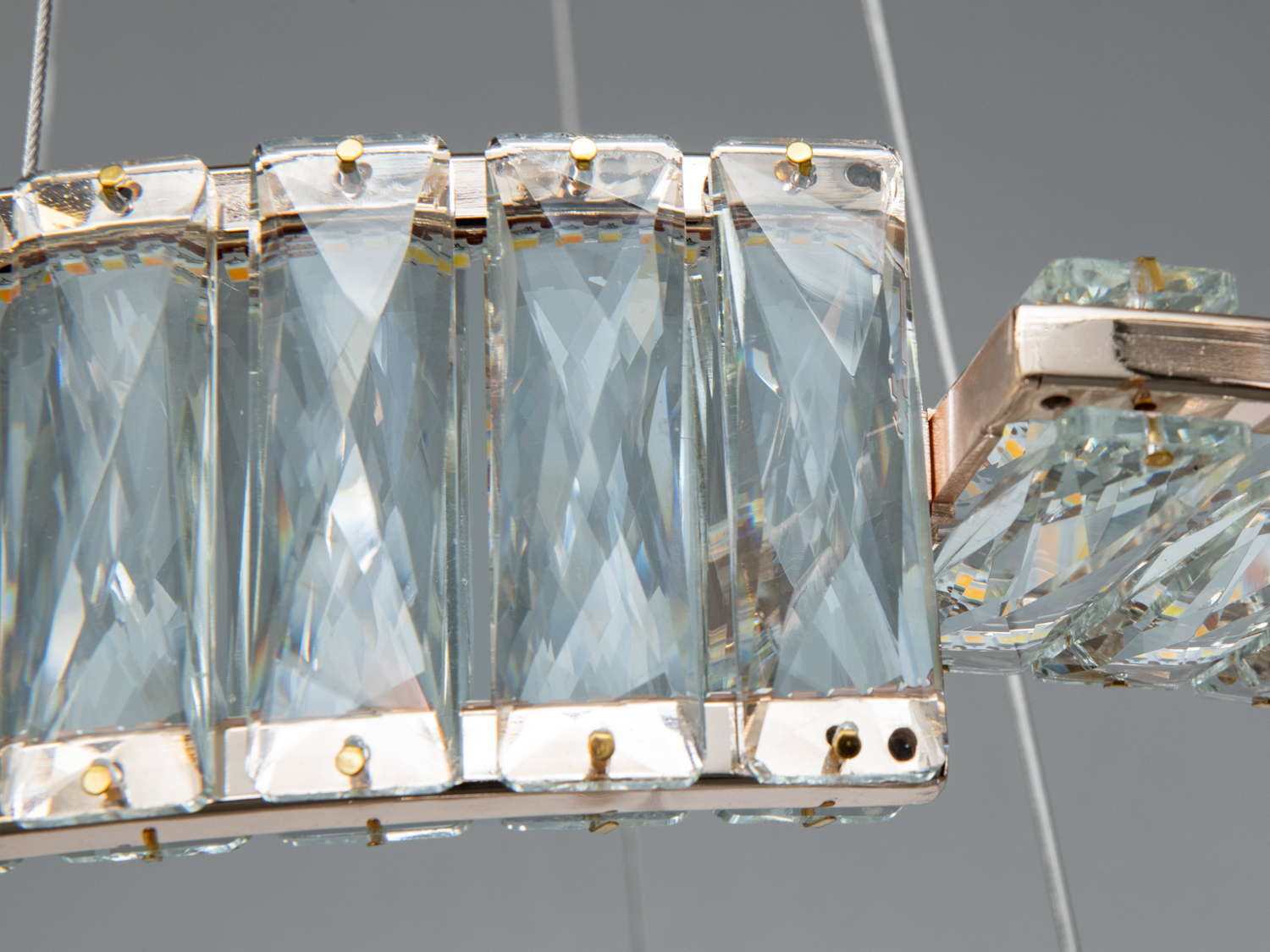 Світлодіодна кришталева люстра золото 103 Вт 2 кільця